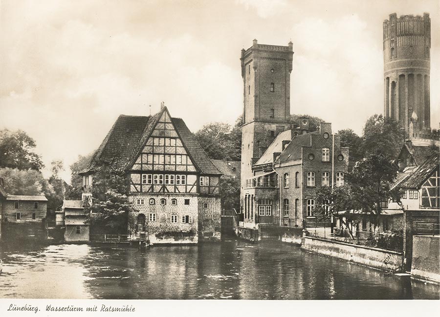 Lüneburg historisch - Wasserturm mit Ratsmühle